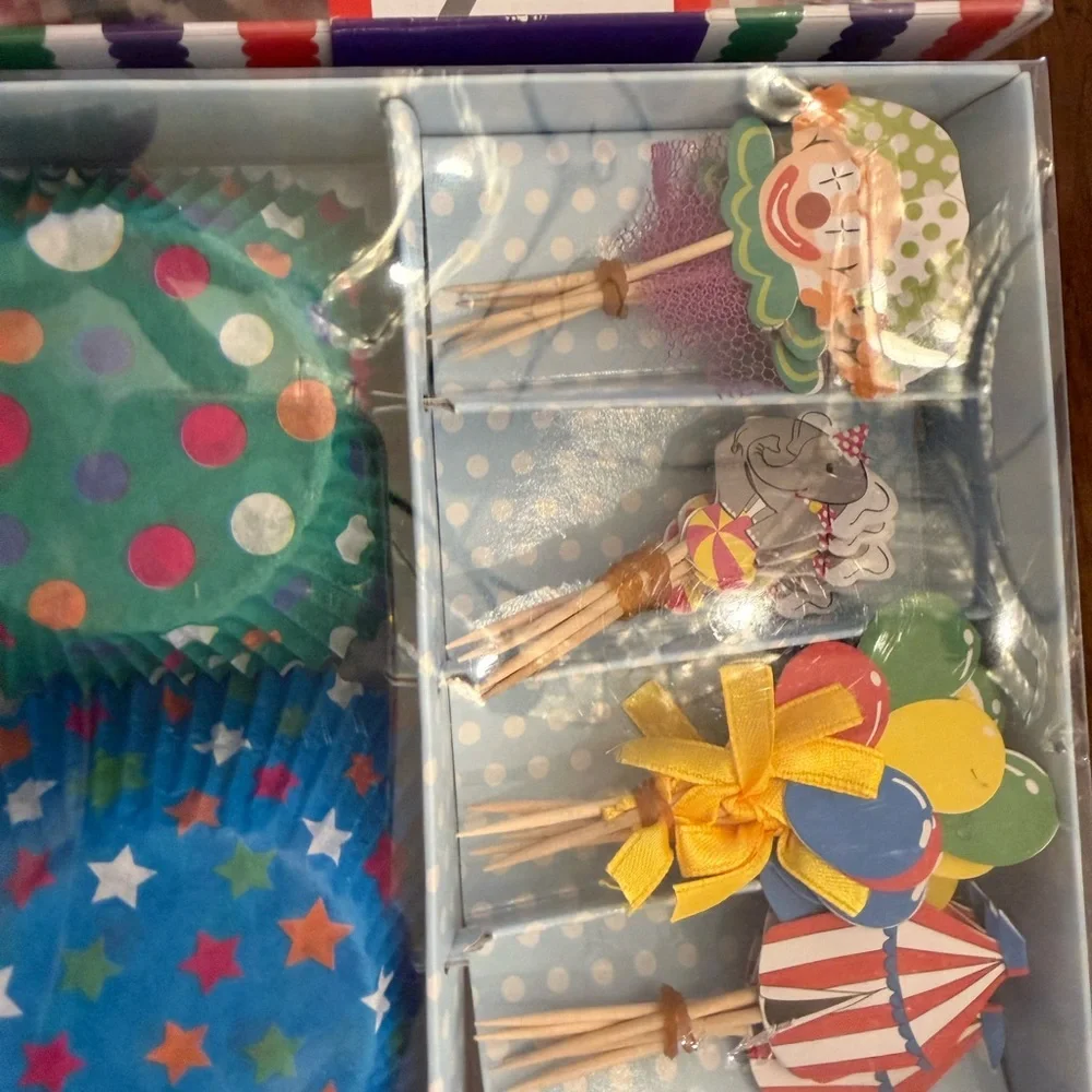 Set of two Festive Cupcake Kit with Baking Cups and Toppers